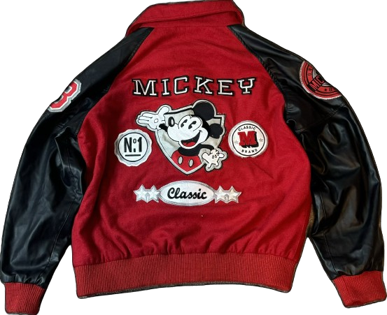 MJ Mickey Mouse Wool and Leather varsity Jacket Fits XL (XXL)