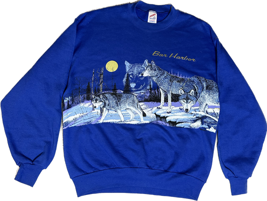 Vintage Bar Harbor Wolf Crew Neck