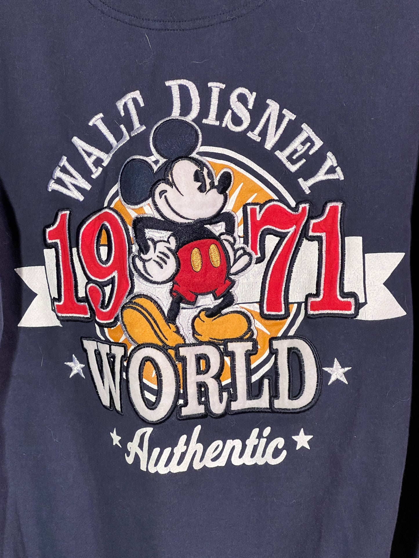 Embroidered Mickey Mouse Full Zip Hoodie Medium