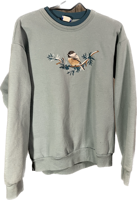 Embroidered Bird Crewneck Large